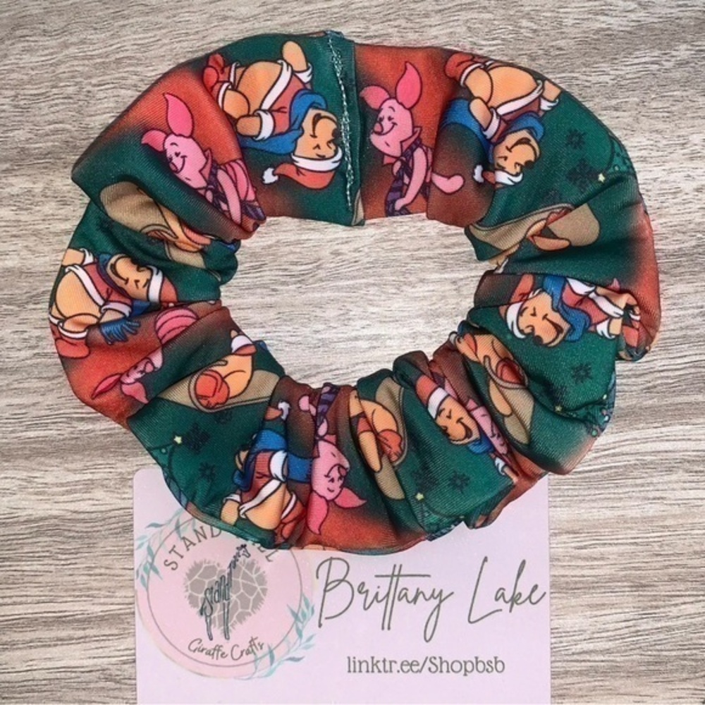 $7ea or 3/$15 Holiday Disney Winnie The Pooh green hair Scrunchie new